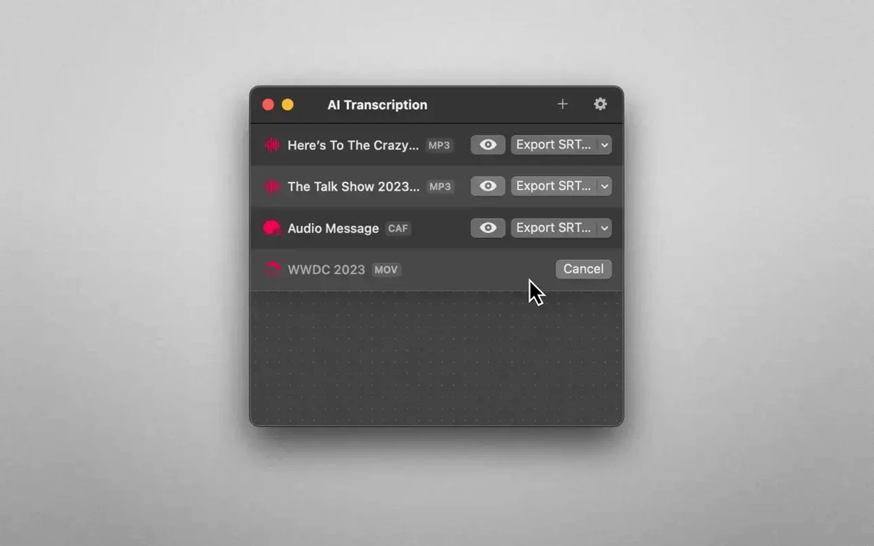 AI Transcription on a Mac, shot 2 AI Transcription for Mac, image 2