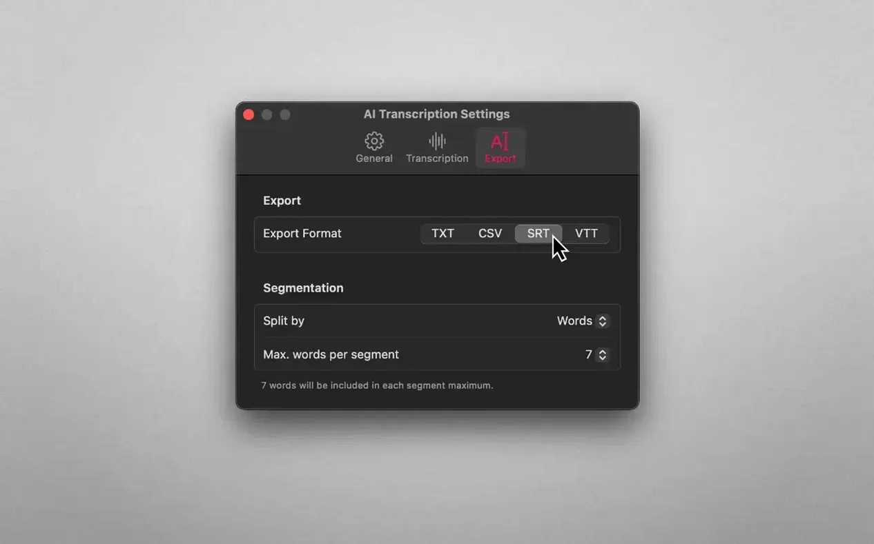 AI Transcription on a Mac, shot 4 AI Transcription for Mac, image 4