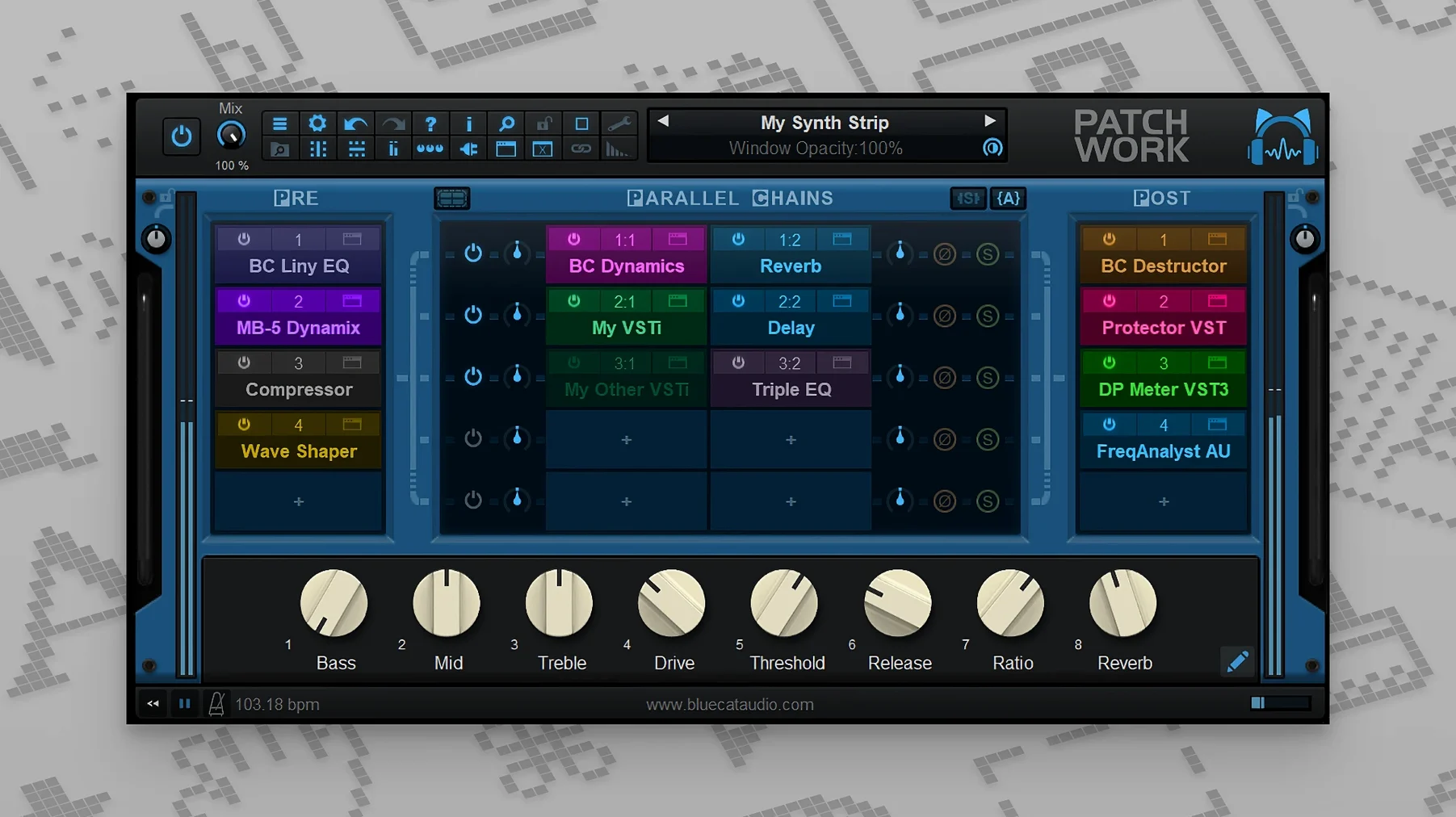 Blue Cat Audio Blue Cats PatchWork on a Mac, shot 1 bluecat patchwork download — editor view