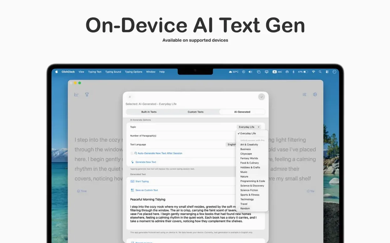ClickClack - Typing Trainer demo 2 ClickClack - Typing Trainer sidebar view 2