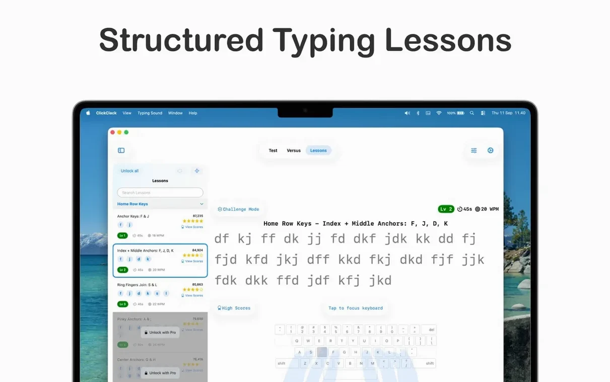 ClickClack - Typing Trainer demo 4 ClickClack - Typing Trainer sidebar view 4