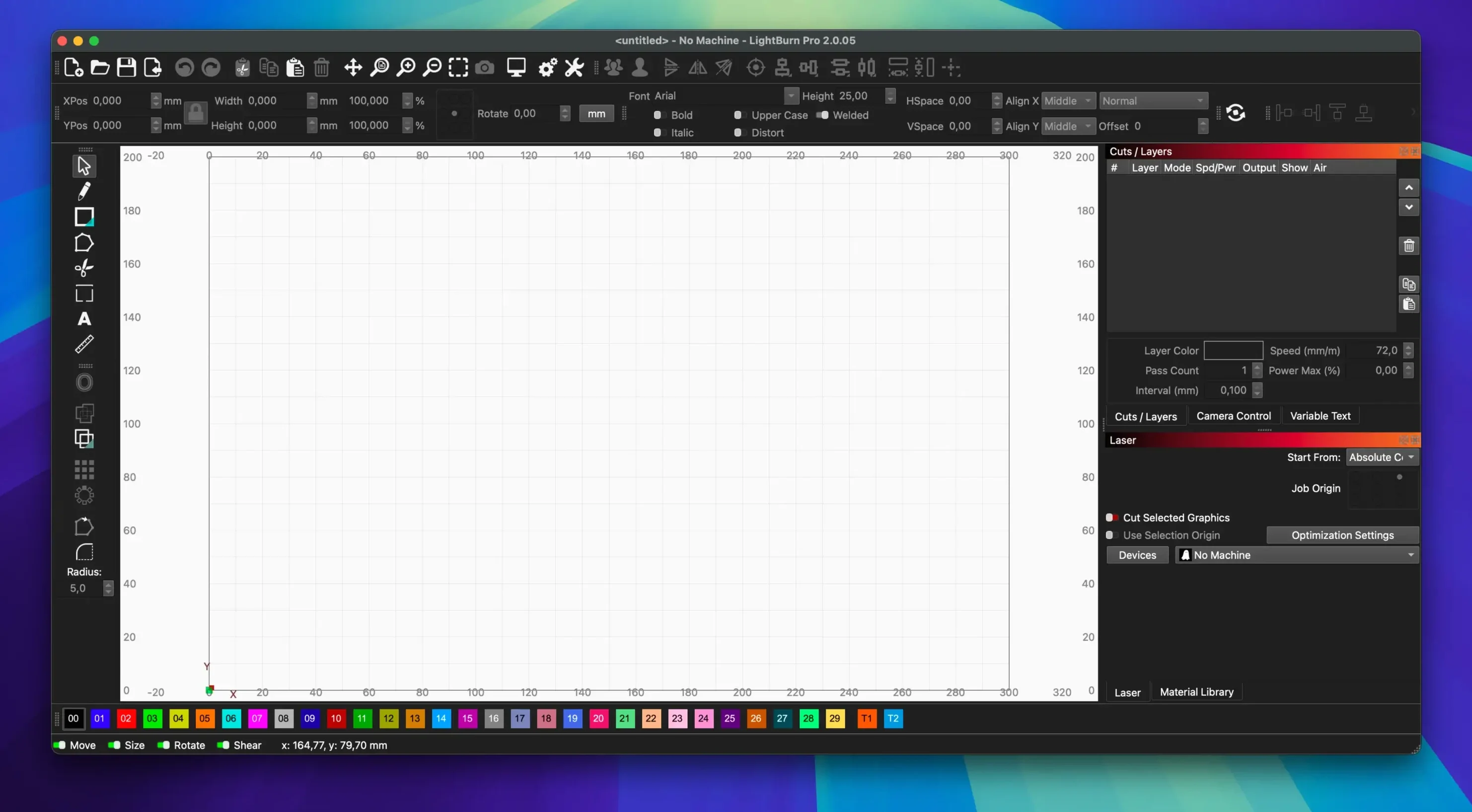 LightBurn on a Mac, shot 1 lightburn download mac — editor view