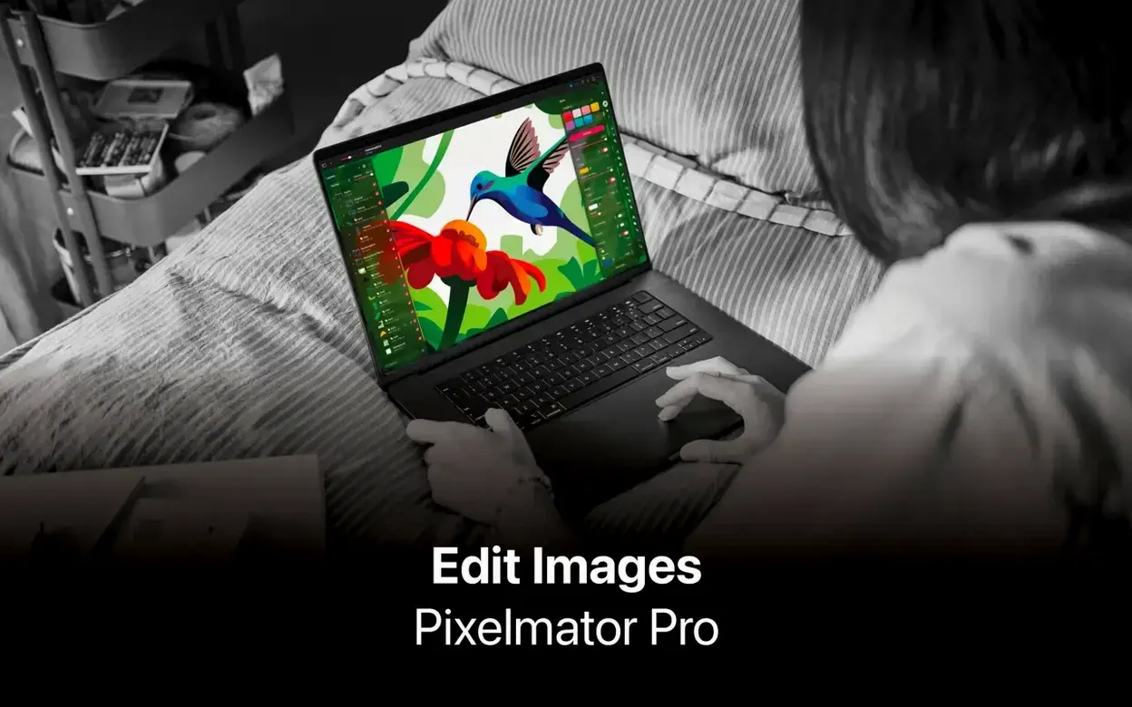 Pixelmator Pro on a Mac, shot 1 pixelmator pro — editor view