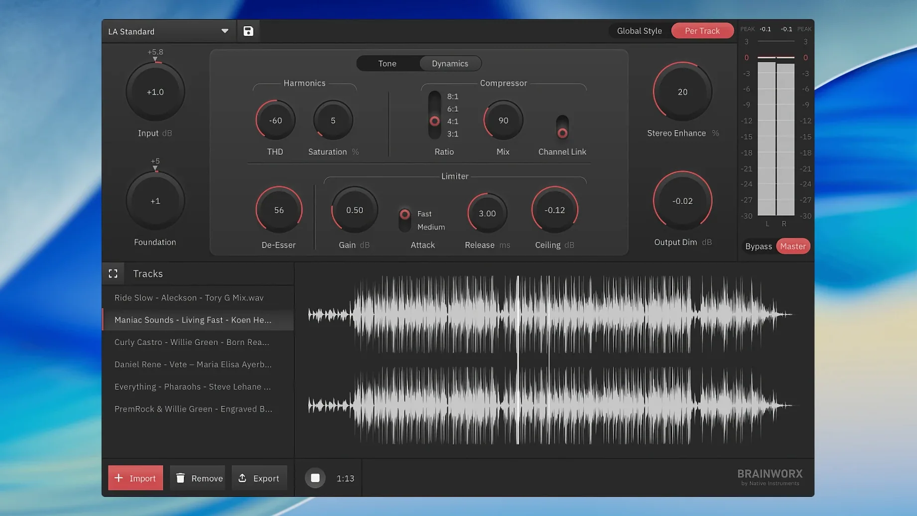 Plugin Alliance Brainworx bx_mastering studio demo 1 ableton mastering rack — editor view