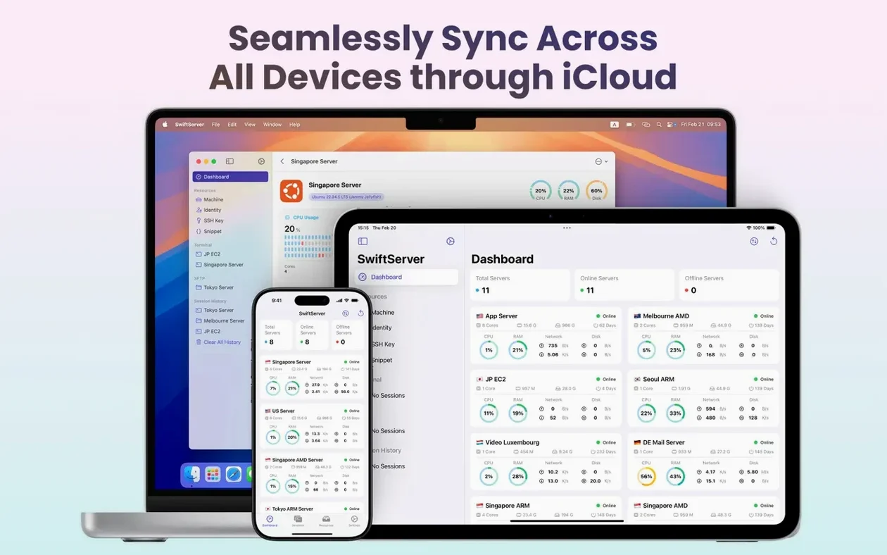 SwiftServer - Monitoring & SSH on a Mac, shot 7 SwiftServer - Monitoring & SSH for Mac, image 7