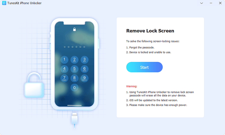 TunesKit iPhone Unlocker on a Mac, shot 1 tuneskit torrent — editor view