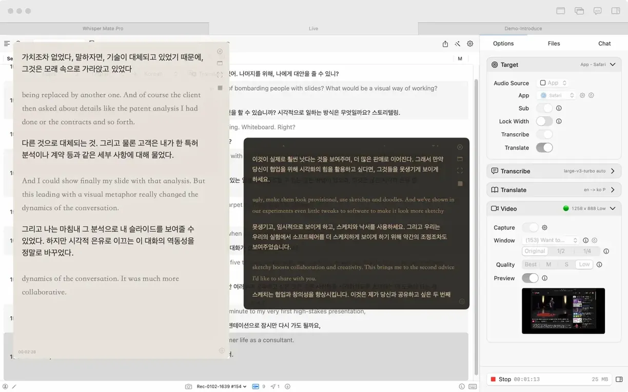 Whisper Mate demo 5 Whisper Mate sidebar view 5